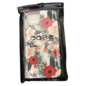 iPhone 15 plus Floral Flowers Modern Coral Mint White Pattern Case